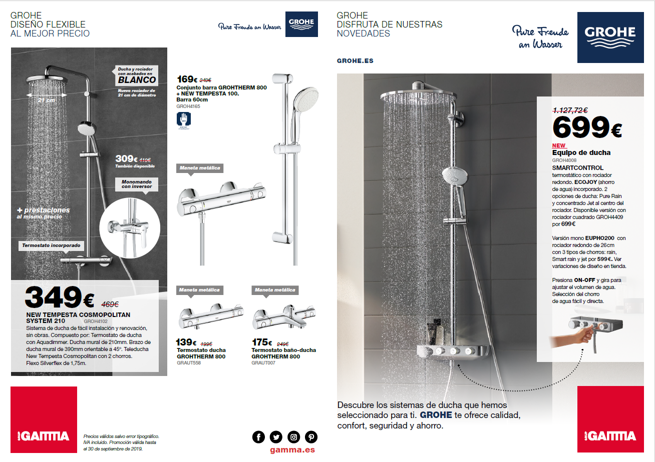 Ofertas Grohe, Ducha, Baño Y Cocina Hasta El 30/09/19